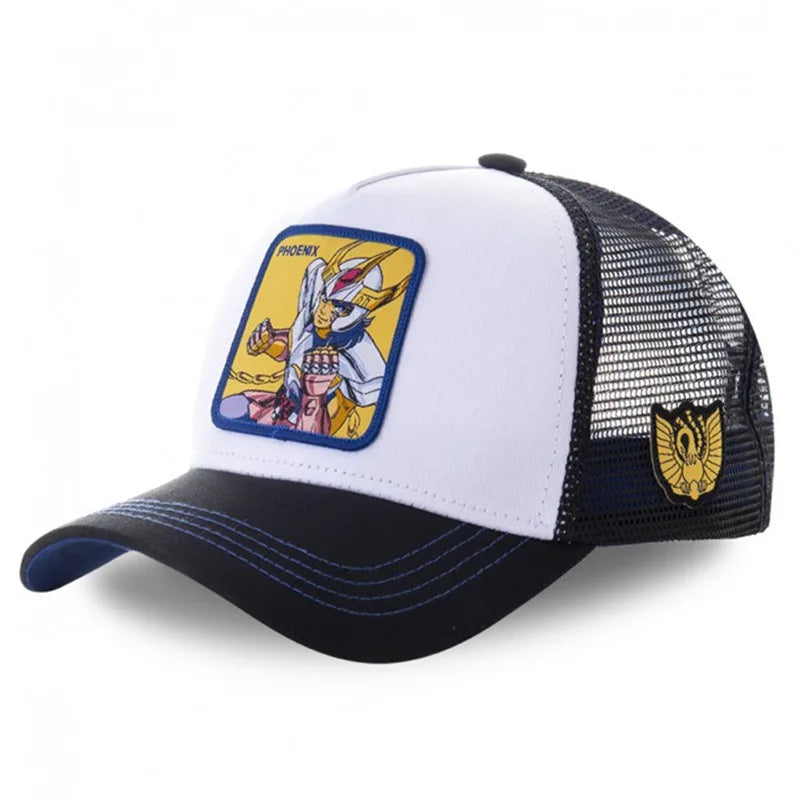 Saint Seiya Anime Baseball Cap - Adjustable Cotton Mesh Trucker Hat for Men & Women Summer Sun Protection
