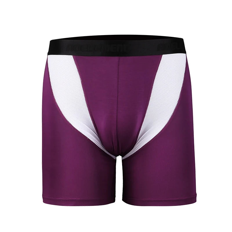 Men’s Sports Compression Boxer Briefs – Anti-Chafing Long Leg Modal Underwear, Quick-Dry Running & Fitness Performance Shorts