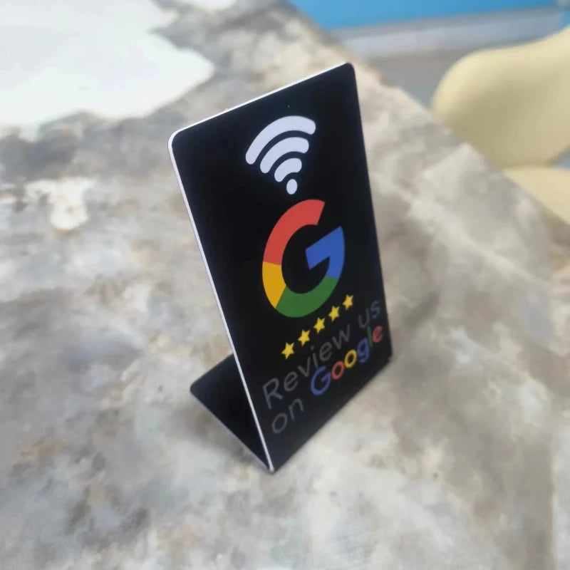 Programmable NFC Google Review Card - 13.56MHz Standing Display for Business Reviews