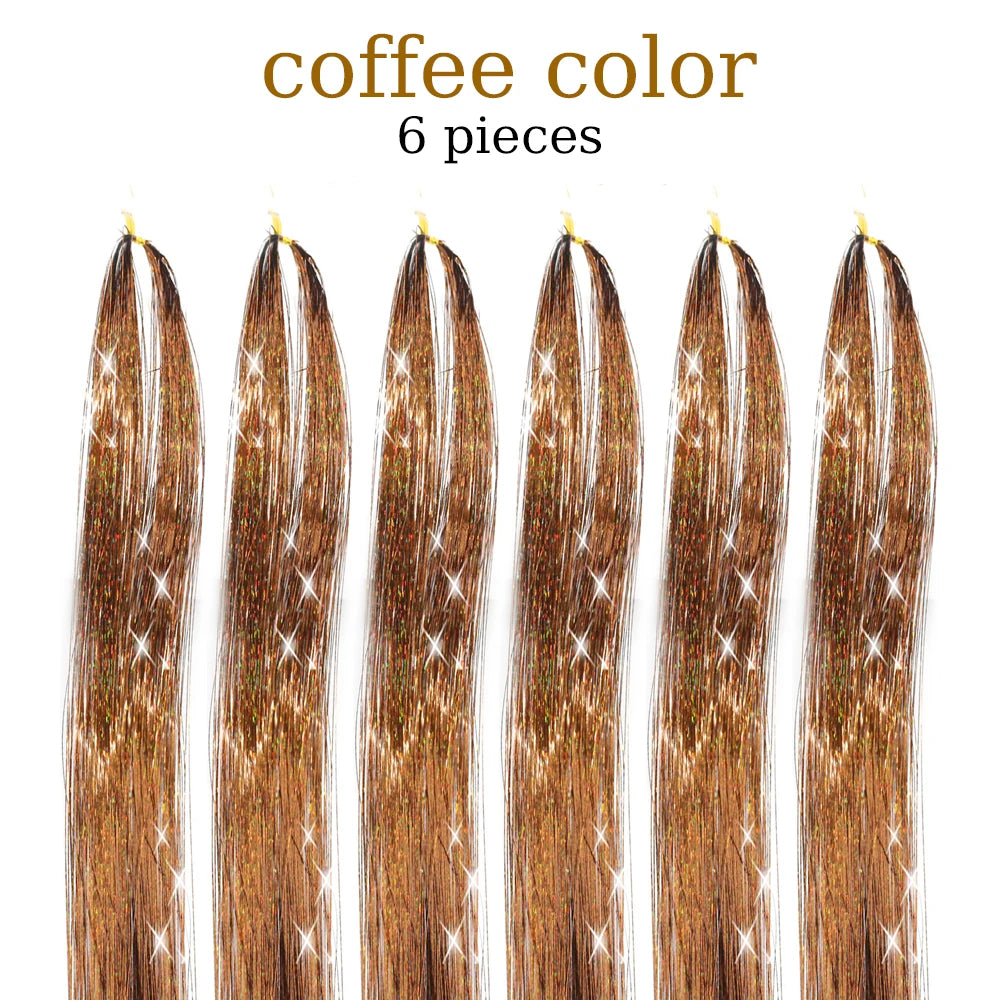 48-Inch Hair Tinsel Kit β 1200 Strands, 12 Colors Sparkling Fairy Hair Extensions with Tool