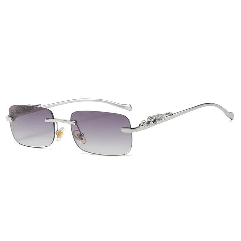 Luxury Rimless Square Sunglasses β Designer Gradient Metal Frame Retro Rectangle UV Protection Shades for Men & Women
