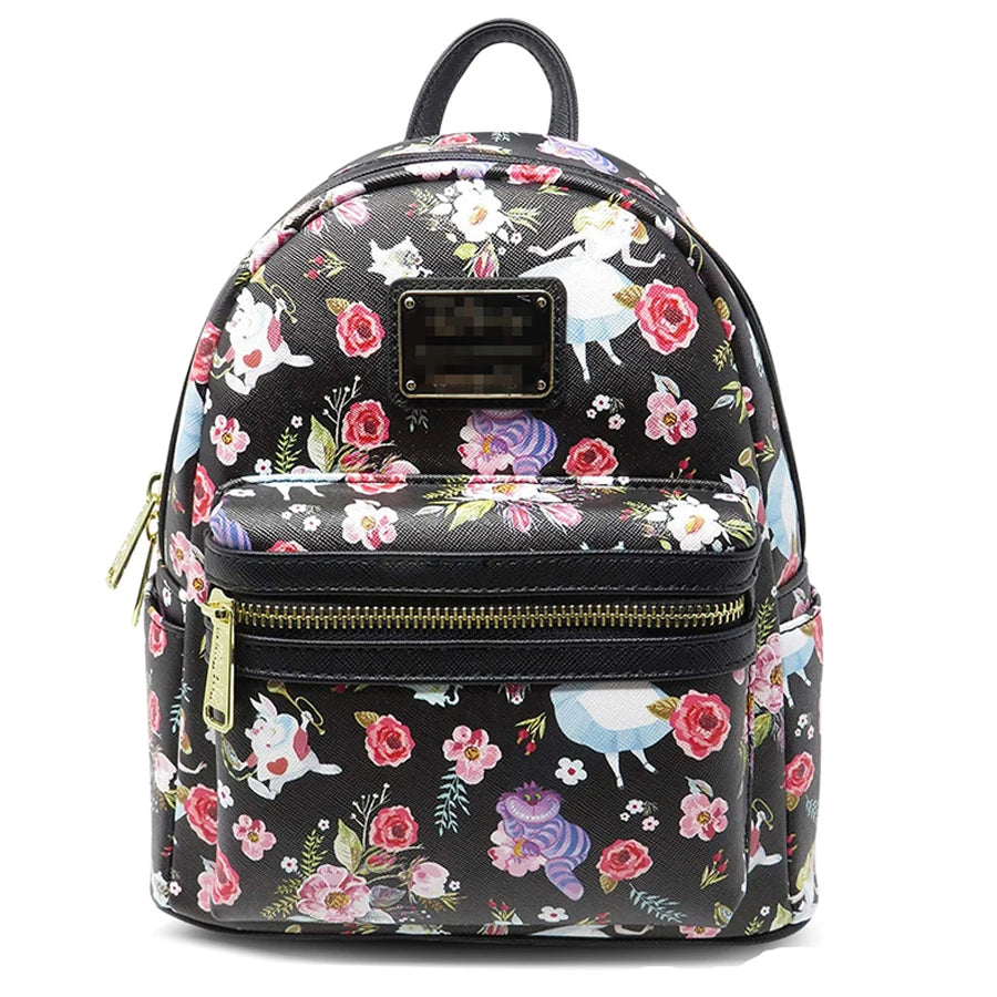 The Aristocats Marie Mini Backpack β Floral Print Schoolbag with Villains Scene, Maleficent & Sleeping Beauty Design for Kids
