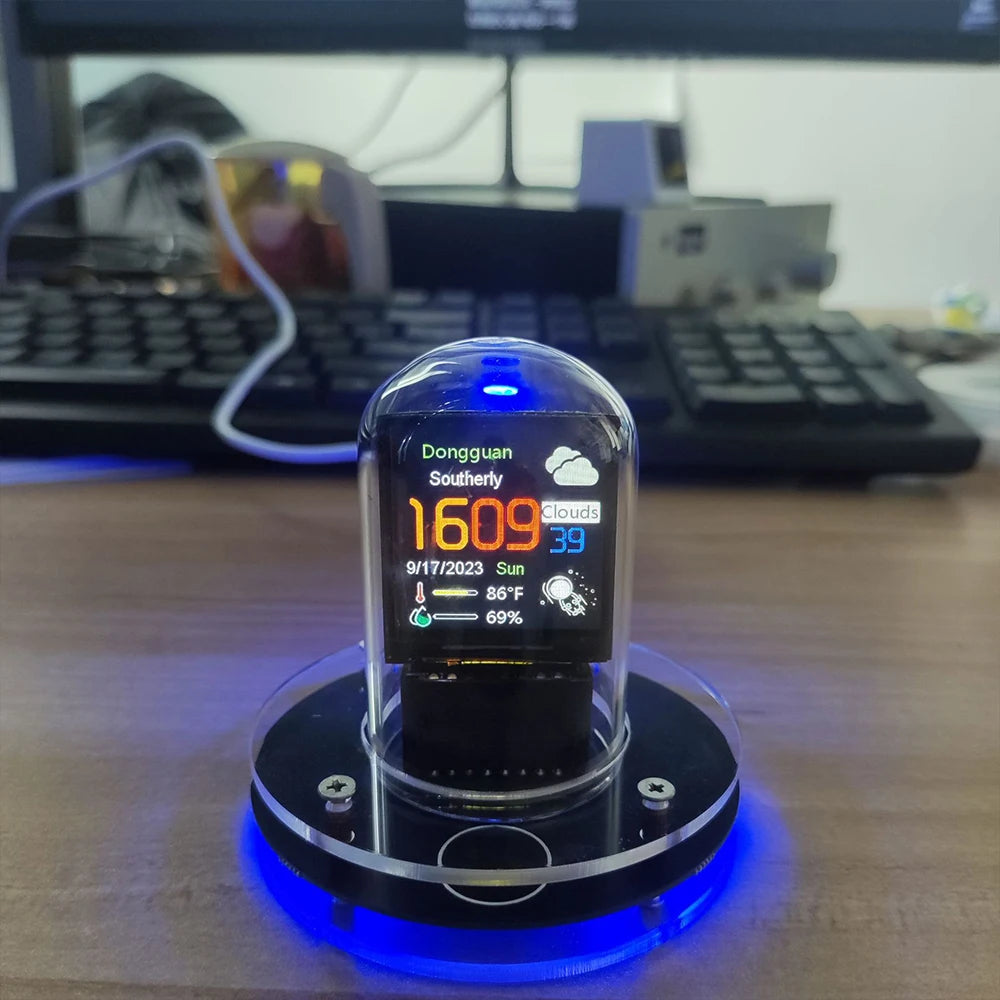 DIY Nixie Tube Clock Smart WiFi Cyberpunk Style Digital Glow Table Clock with Auto Time Update & Visual Display