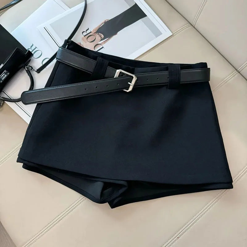 Black & White Office Skirt β Sexy Tight A-Line Hip Skirt with Belt, Stylish All-Match Ladies Fashion