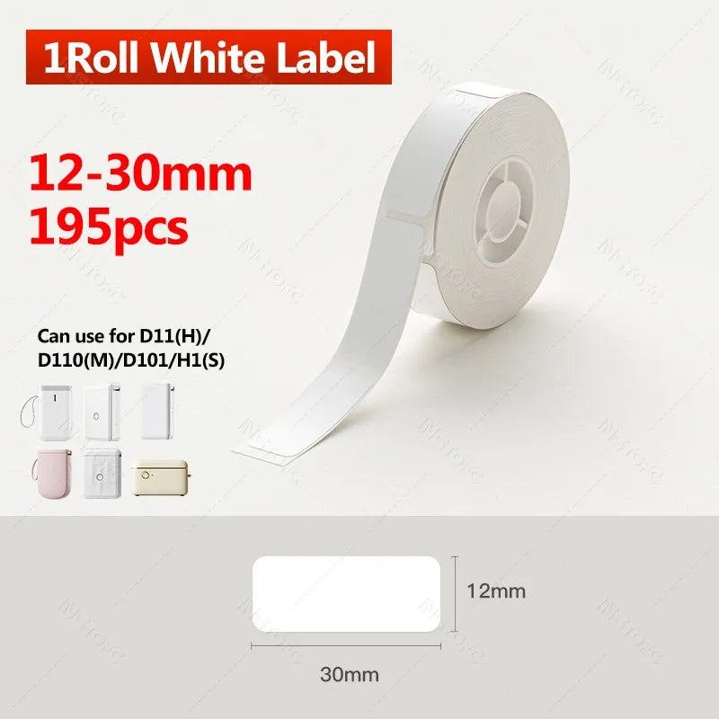 Niimbot D11/D110/D11H/D110M Label Sticker Paper, Self-Adhesive Waterproof Pure White Thermal Printer Labels for Home & Office Use