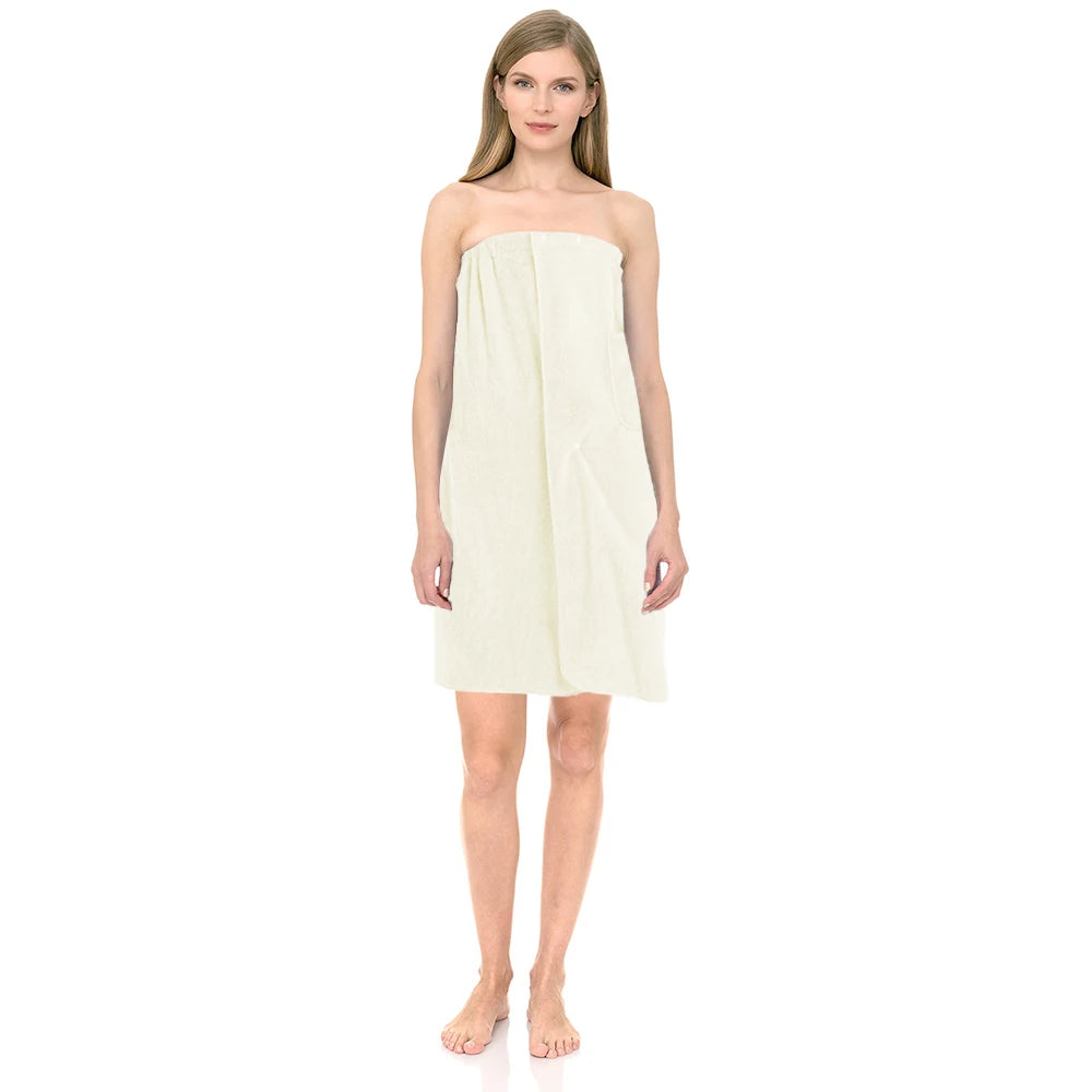 Absorbent Microfiber Bath Wrap Towel β Spa Shower Robe with Elastic Top, Solid Color