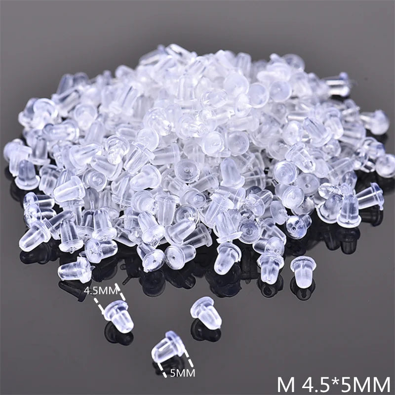 100pcs Clear Silicone Earring Backs β Soft Rubber Safety Bullet Stopper Jewelry DIY Accessories Ear Plugs Replacement