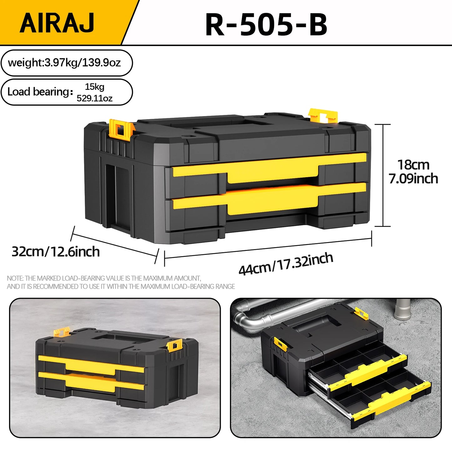 AIRAJ Stackable Modular Toolbox Set — Portable Combo ToolBox with Wheels for Space-Saving Storage & Easy Mobility