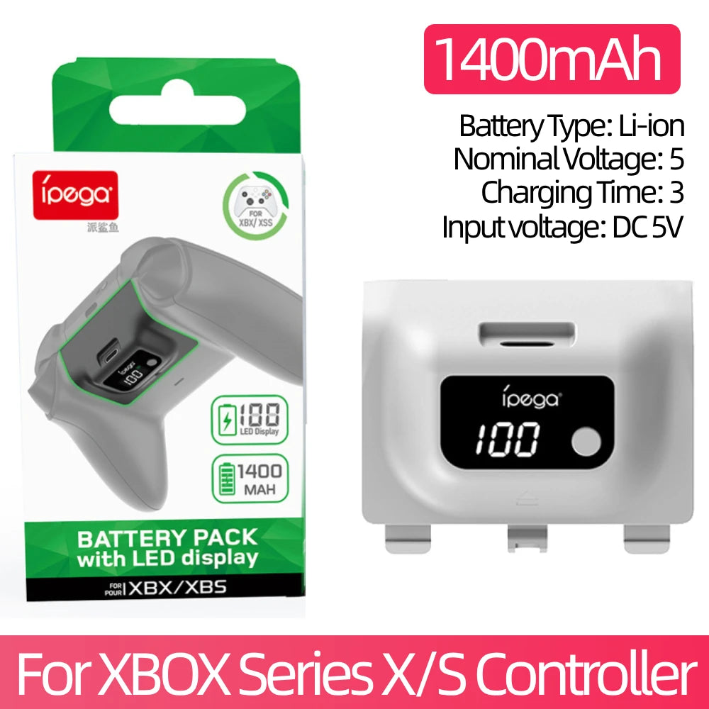 Wireless Gamepad Rechargeable Battery 1400mAh β Digital Display Replacement for Xbox Series X/S Controller