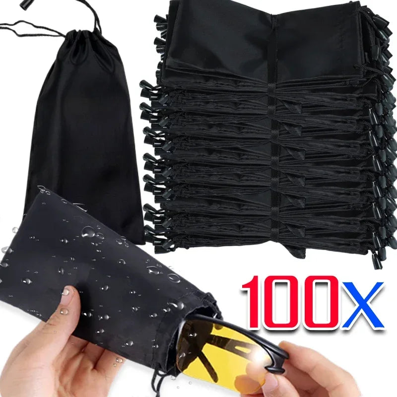 1/100pcs Portable Soft Cloth Sunglasses Bags – Waterproof Microfiber Dust Pouches for Eyewear Storage & Protection