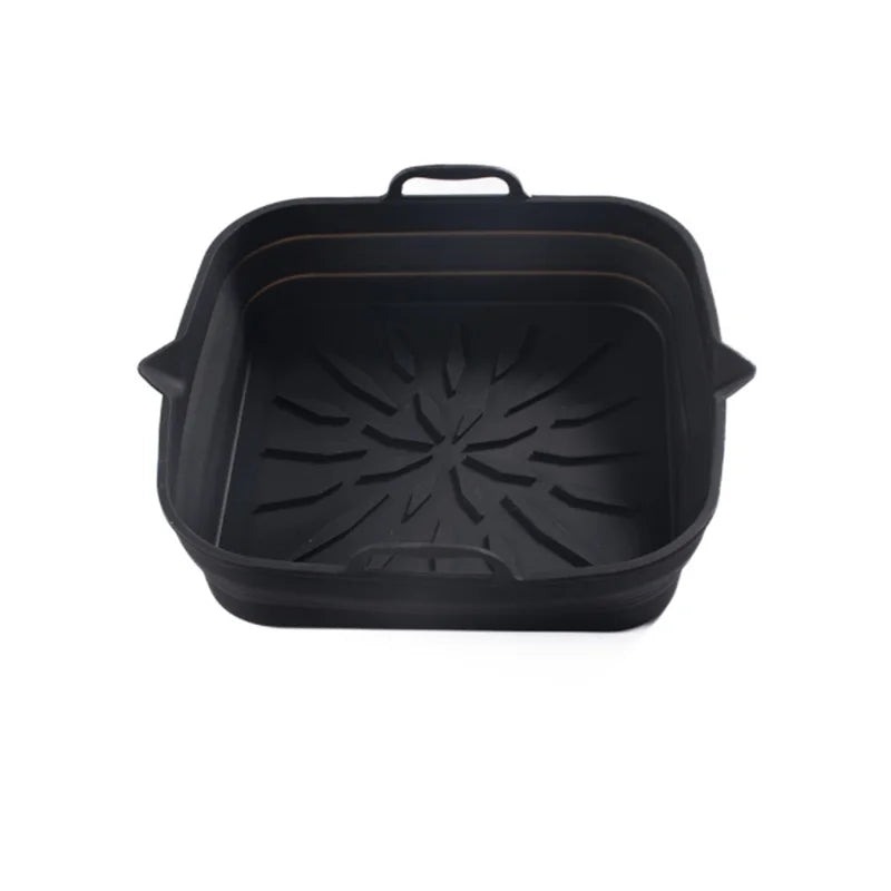 Silicone Air Fryer Liner & Reusable Baking Tray – Square Basket Mat for Oven, Pizza, and Dish Pan Inserts