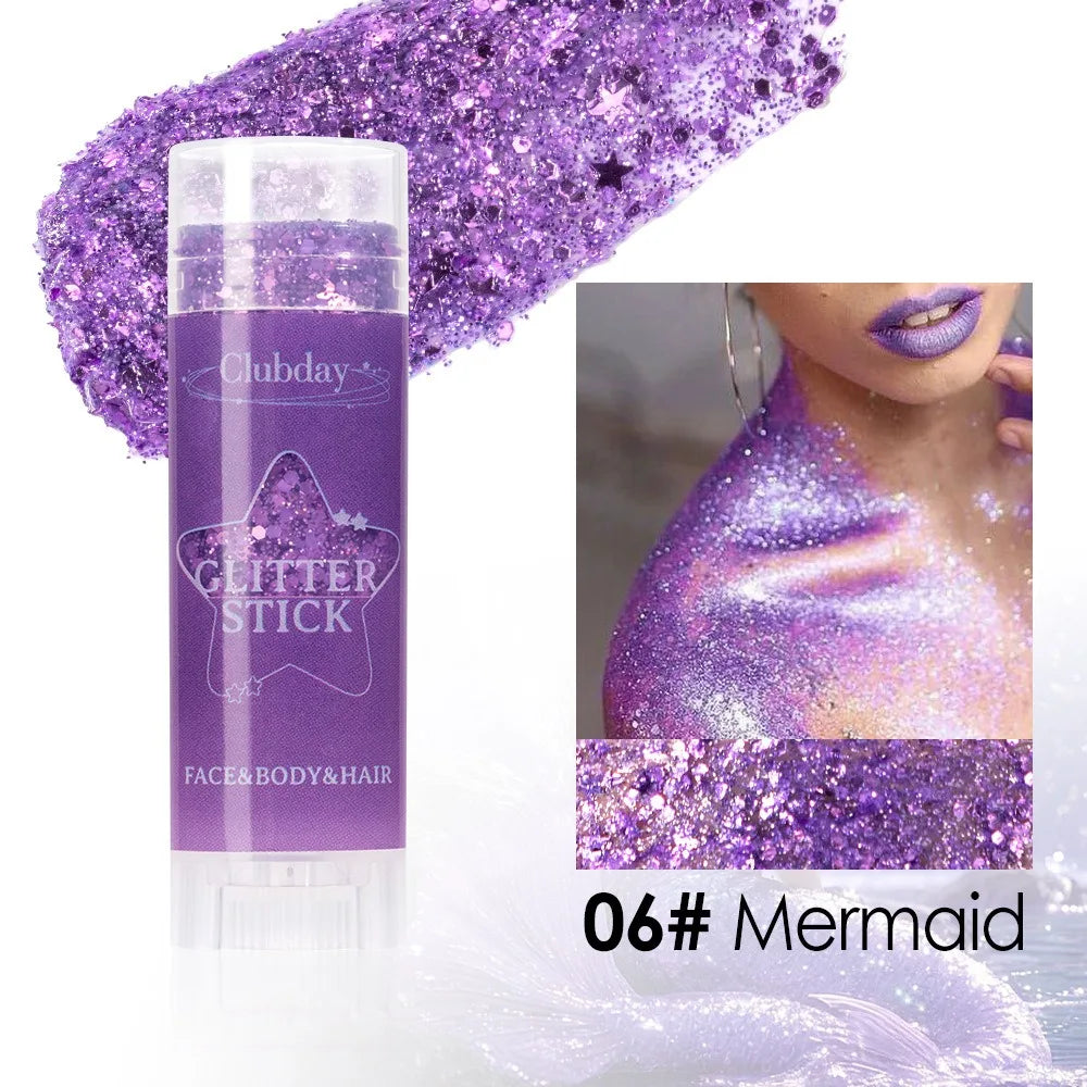 Sparkling Sequins Glitter Gel Stick – High-Gloss White & Pink Eyeshadow for Face, Body & Stage Makeup