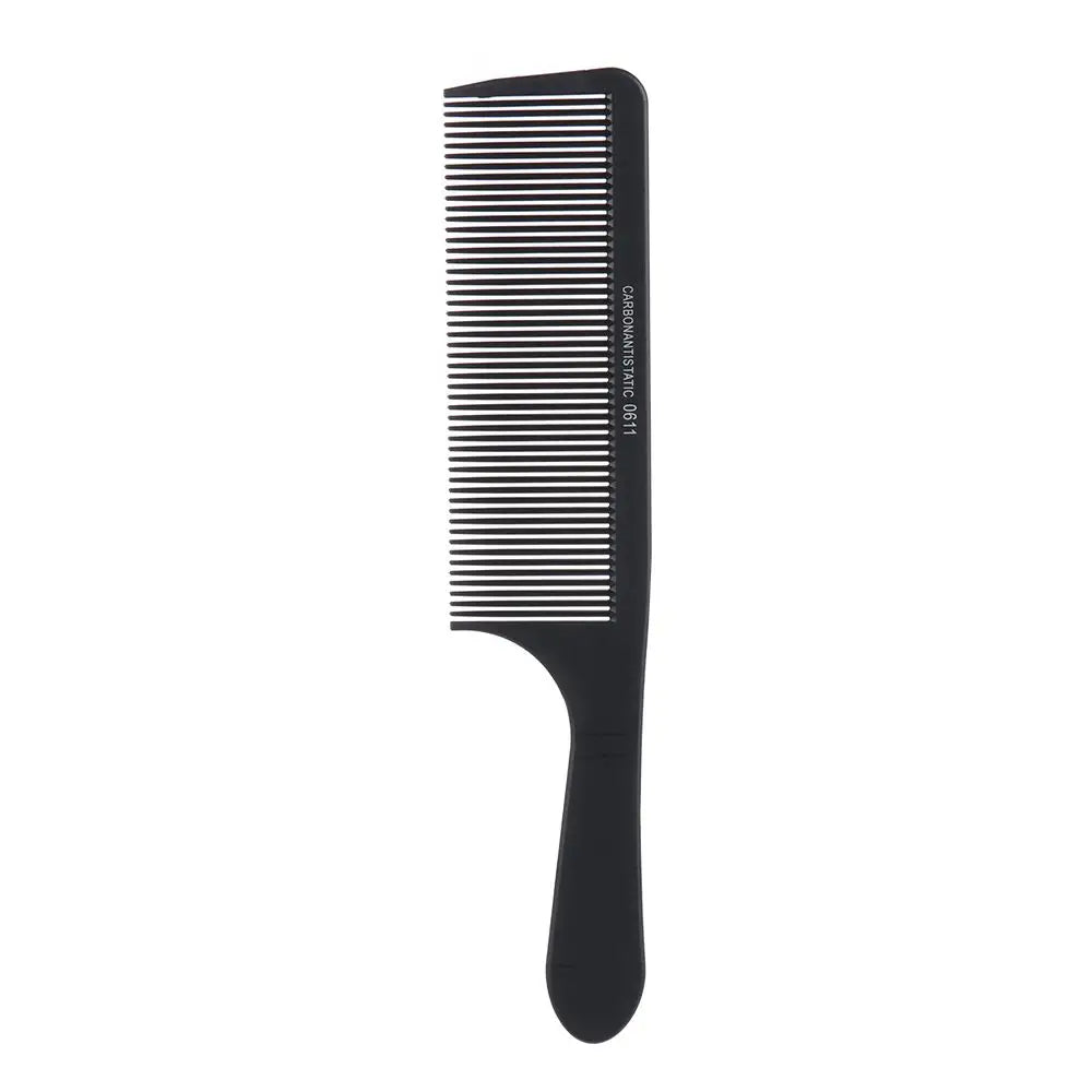 Black Flattop Hair Cutting Comb - Heat Resistant Carbon Antistatic Styling Tool for Salon Use