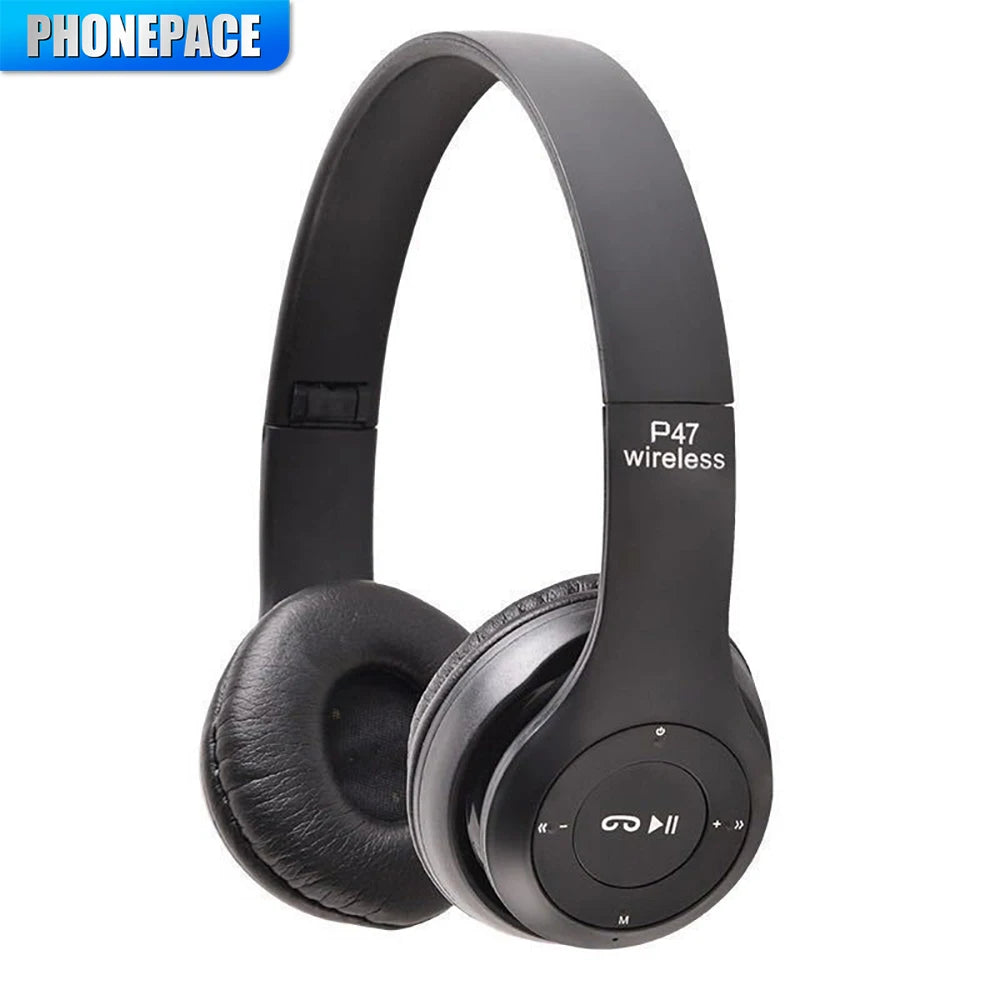 P47 Wireless Bluetooth Headphones with Mic β Noise Cancelling Stereo Earphones for Sports, Gaming & PC