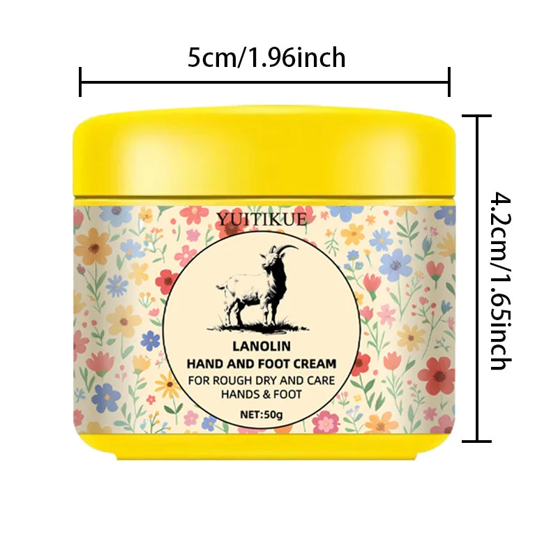 50g Lanolin Foot Cream for Cracked Heels & Dry Feet, Deep Moisturizing Skin Repair Balm for Soft Smooth Feet