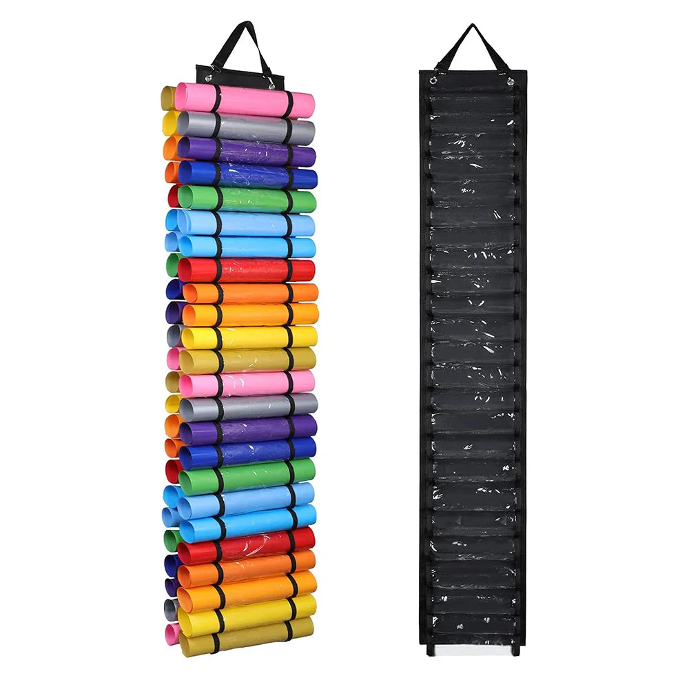Vinyl Storage Organizer – Hanging Craft Vinyl Roll Holder with 48 Compartments for Easy Storage