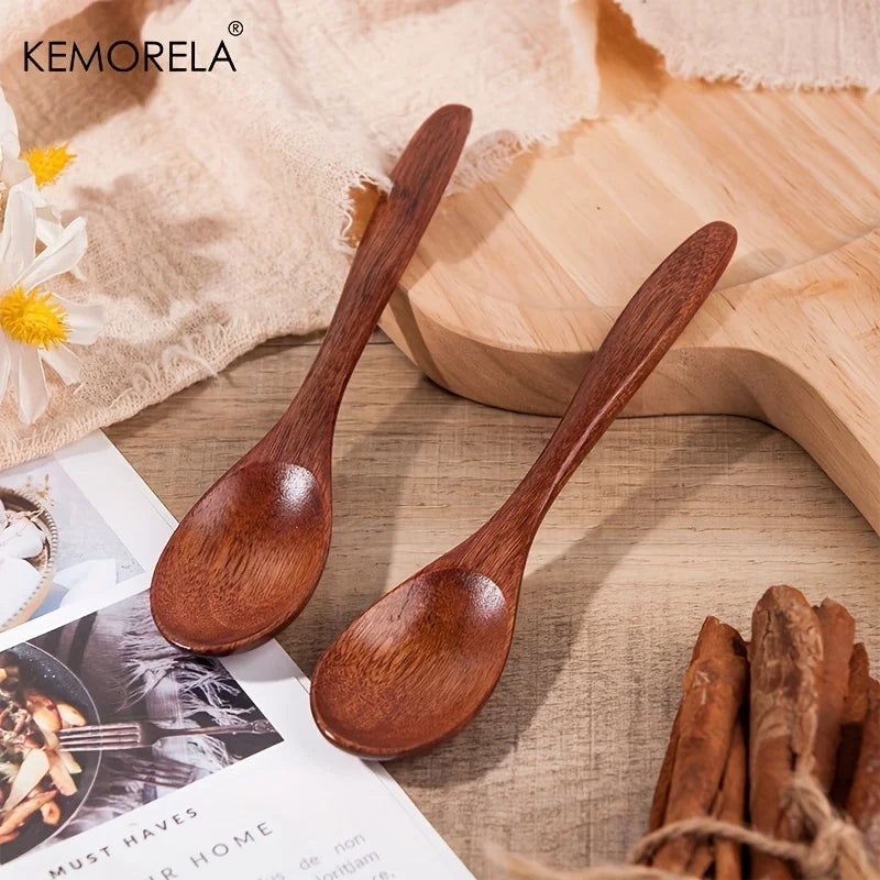6pcs Wooden Coffee & Tea Spoon Set β Long Handle Honey Dessert Stirring Teaspoons Tableware