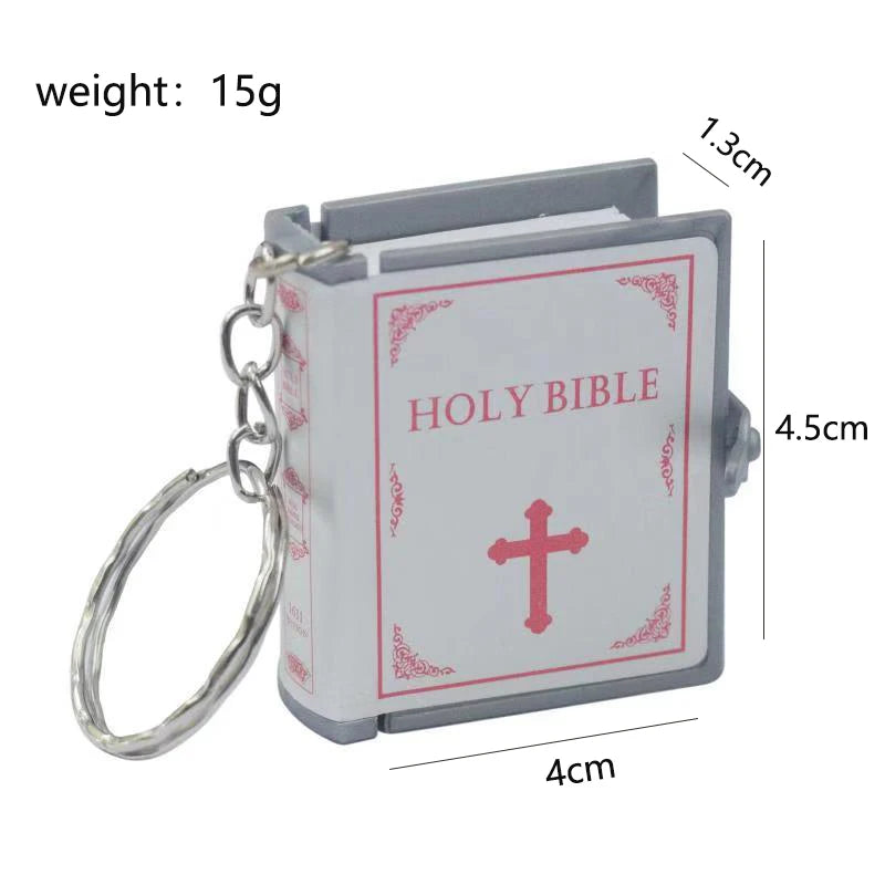 Mini English Holy Bible Keychain - Christian Jesus Cross & Muslim Keyring, Prayer God Bless Charm for Women’s Bag