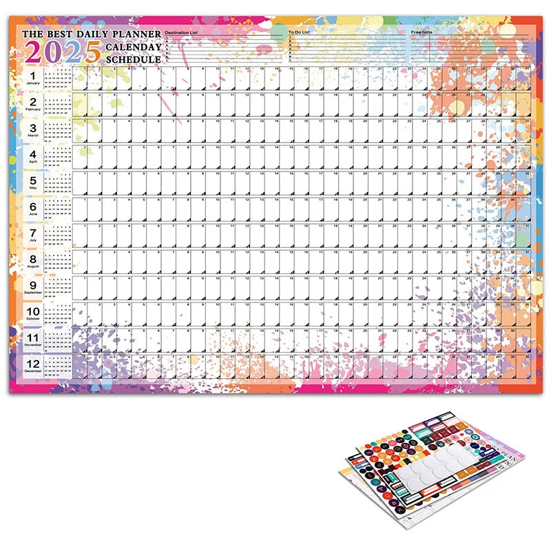 2025 2024 Large Wall Calendar Planner Sheet – Kawaii To-Do List & Schedule Organizer for Office & Home