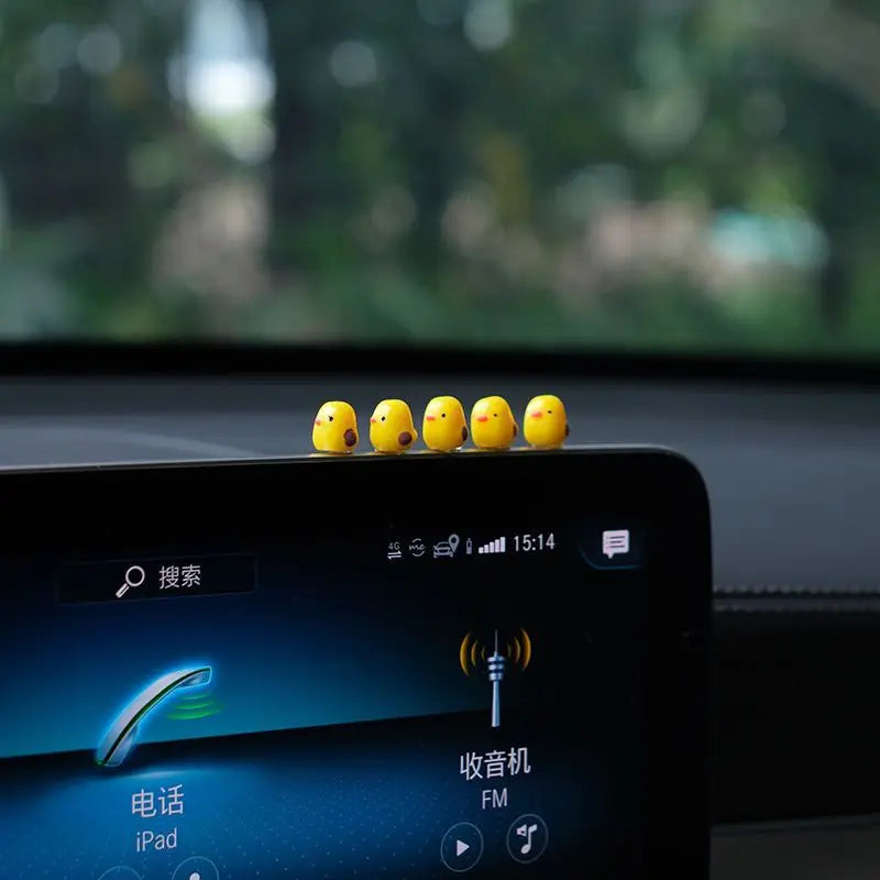 5-Piece Mini Duck Car Decorations - Cute Dashboard and Rearview Mirror Ornaments for Car Interior Accessories