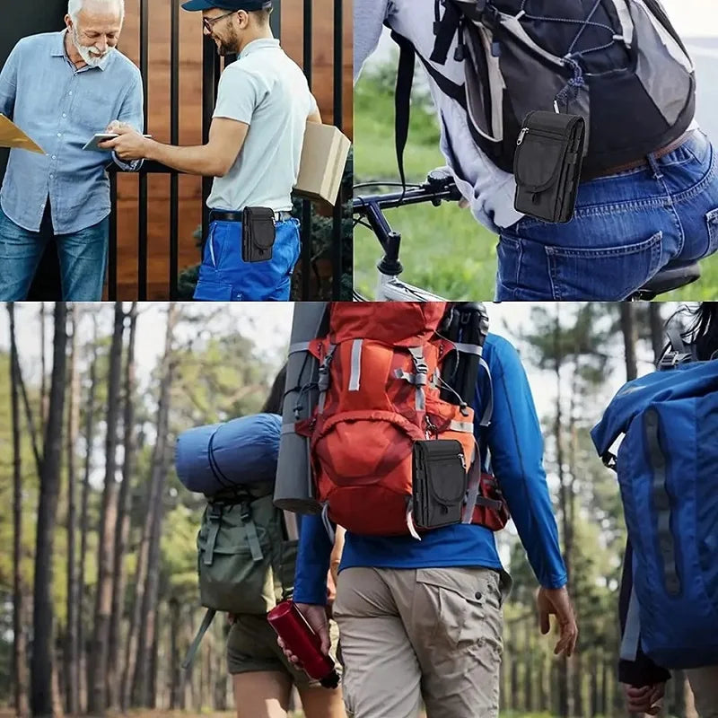 Versatile Flip Phone Bag: 3-Compartment Men's Belt Loop Pouch for Casual Use - Large Capacity Wallet & Pen Insertion