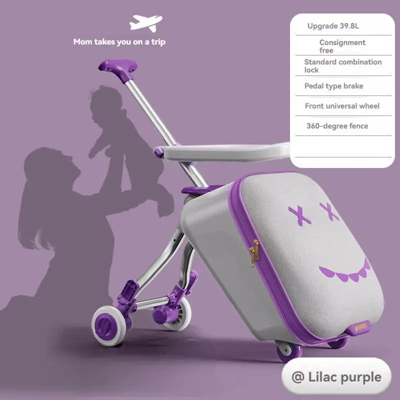 Cartoon Children's Ride-On Trunk β 20-Inch Foldable Baby Travel Box & Rideable Car Bag