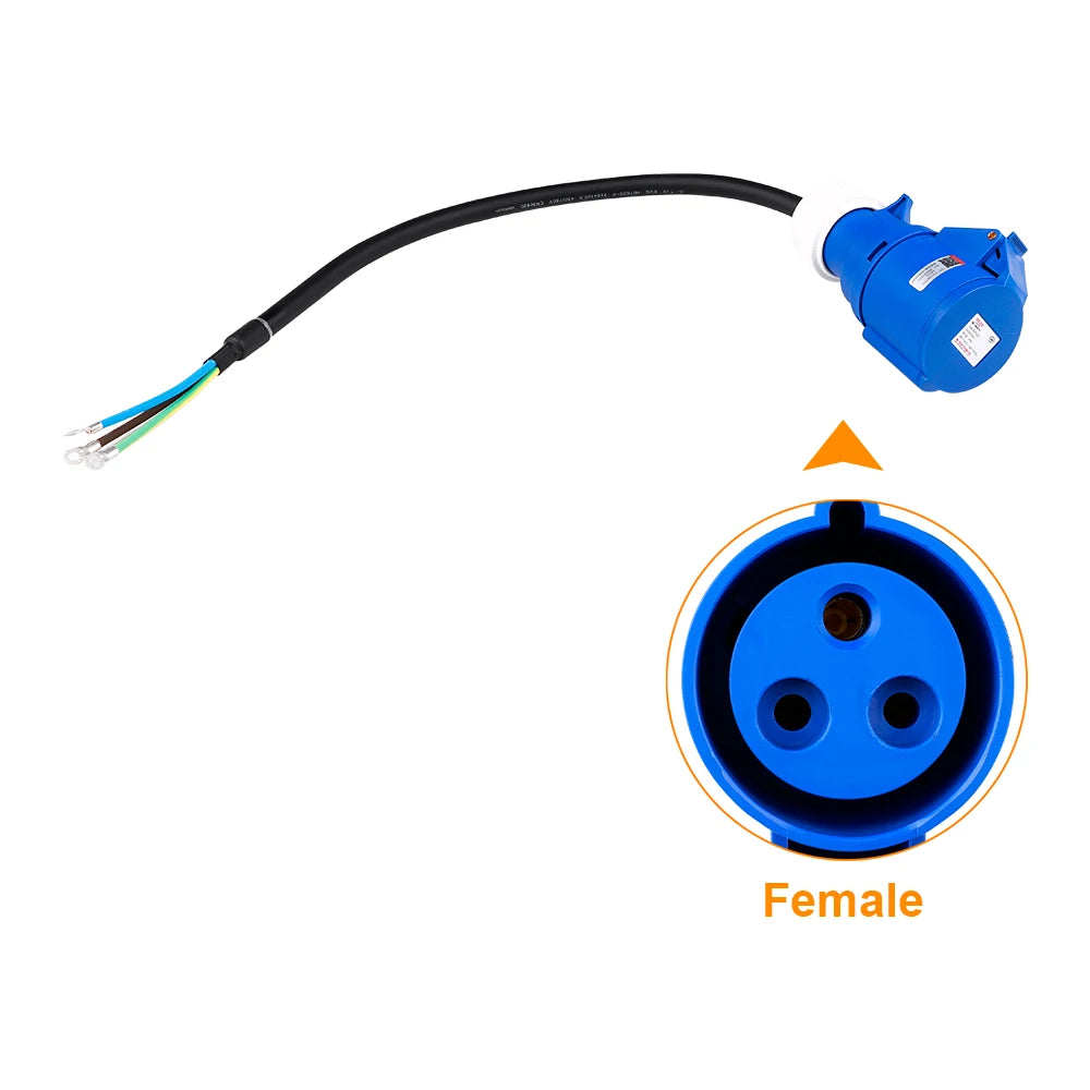 IPENGEN EV Charger CEE 3-Pin Female Plug Adapter – Waterproof Wall-Mount Socket for 32A 1-Phase 7KW Connection