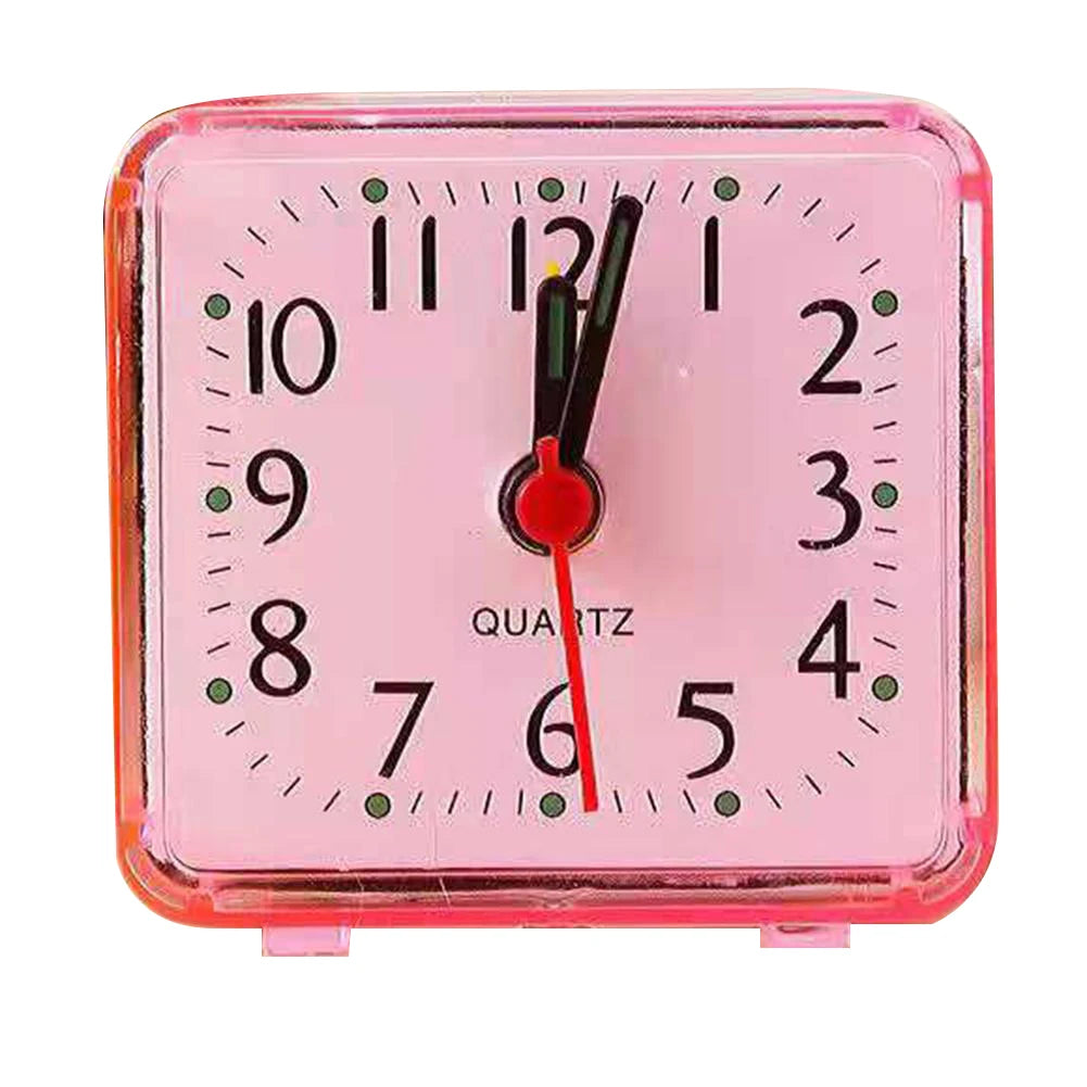 Square Candy Color Quartz Alarm Clock β Small Bedside Battery-Powered Student Bedroom Wake-Up Clock with Beeping Sound