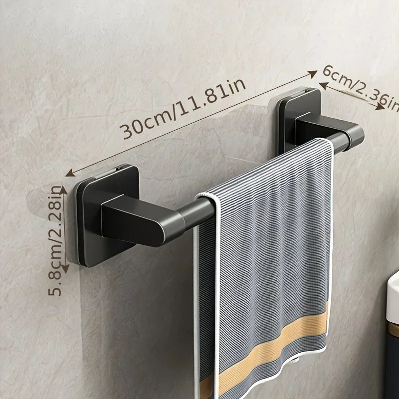 6-Piece Self-Adhesive Bathroom Towel Rack Set β No-Drill Towel Holder Hooks & Shelf