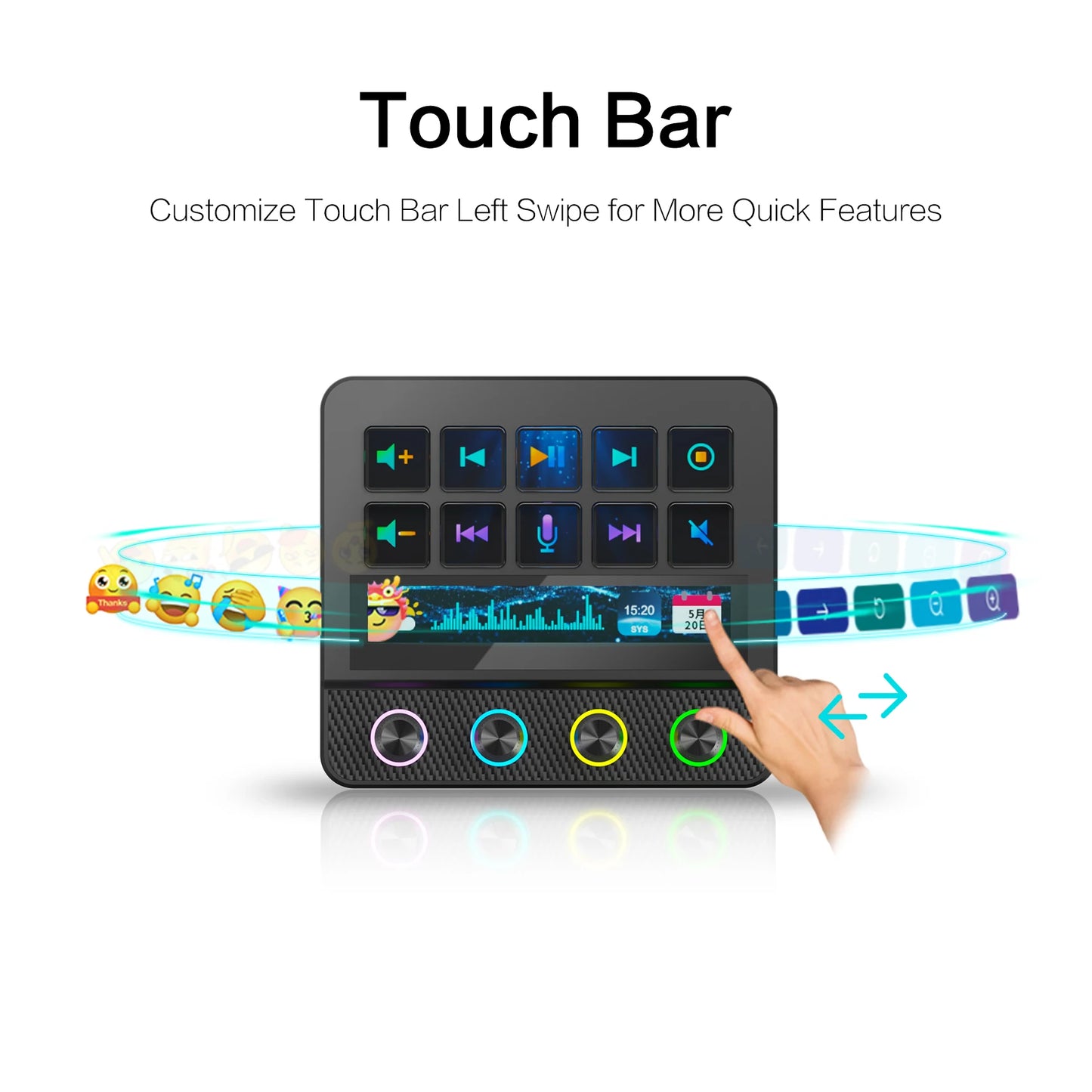 MiraBox N4 Pro Stream Deck Controller - 10 Programmable LCD Keys with 500+ Plugins for Streaming & Editing