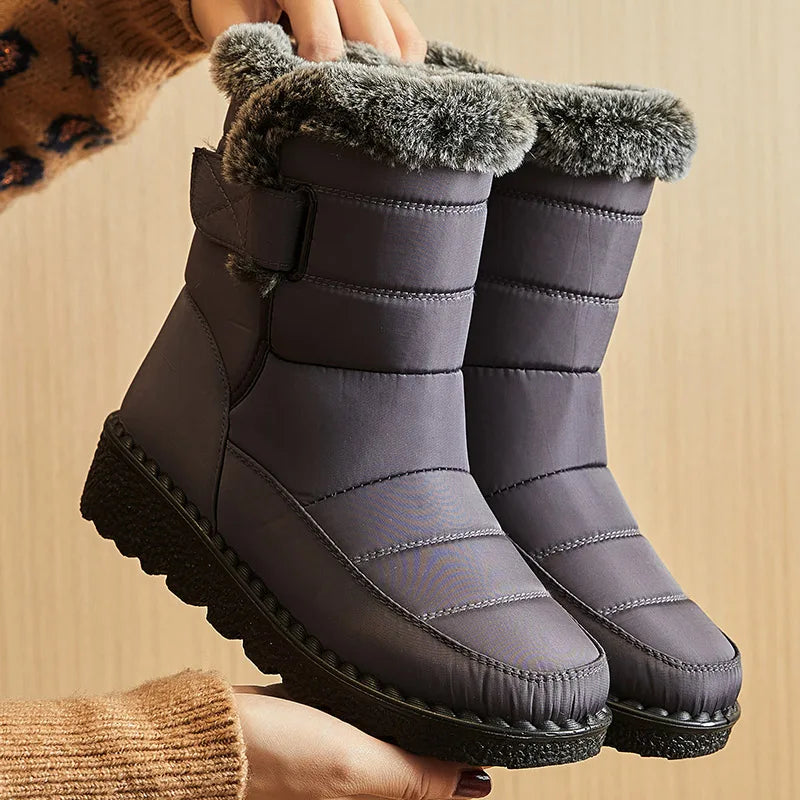 Women’s Winter Boots 2024 – Waterproof Ankle Snow Boots with Low Heels & Fur Lining