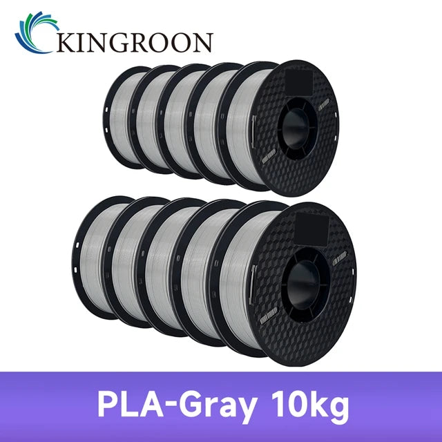 KINGROON 10KG PLA/ABS/PETG Filament 1.75mm – 10 Rolls Black, White, Gray for 3D Printing