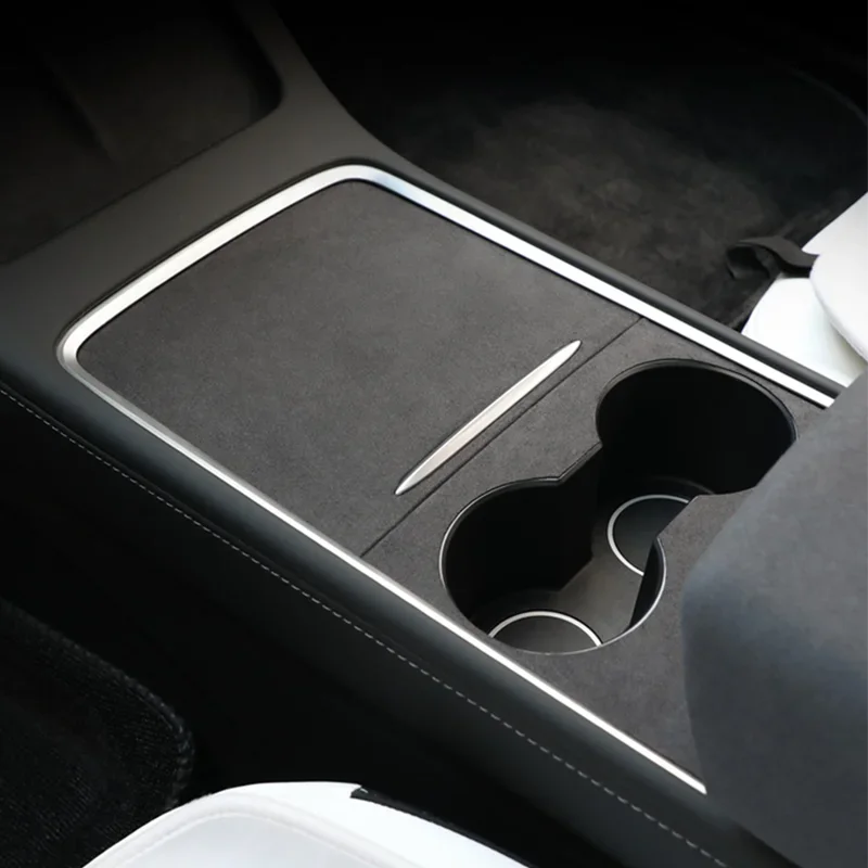 Tesla Model 3/Y 2021-2023 Center Console Panel Sticker – Wood Grain & Carbon Fiber Car Interior Cover