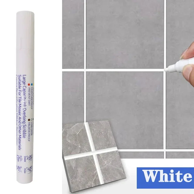 Waterproof Tile Grout Repair Pen – Wall and Floor Seam Marker for Bathroom and Kitchen, Available in Black, White, Gold, Silver, and Beige