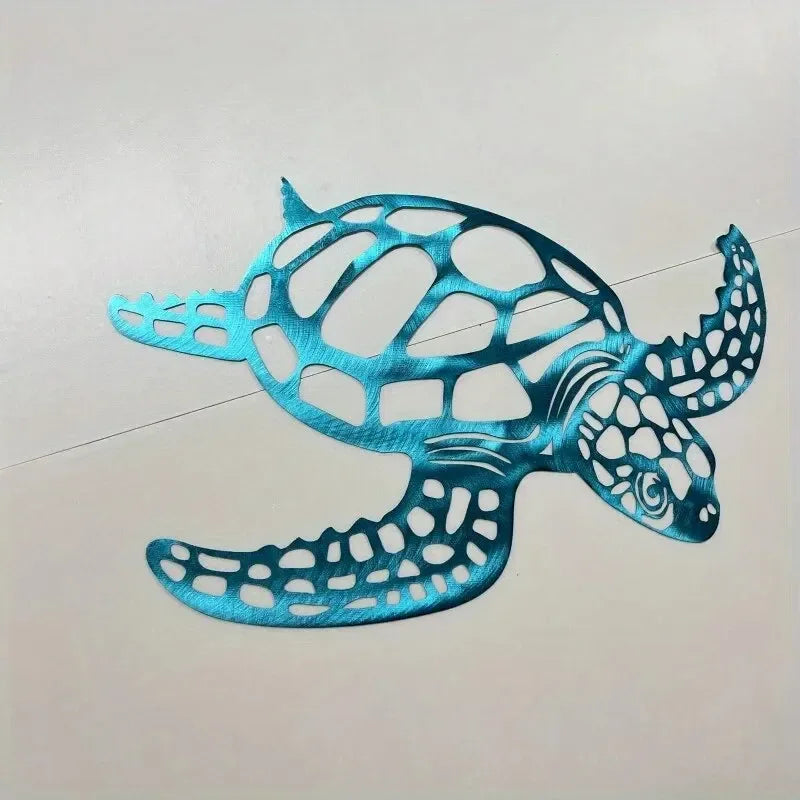 Metal Sea Turtle Wall Art – Beach-Themed Ornament for Indoor Living Room Decor & Wall Hanging
