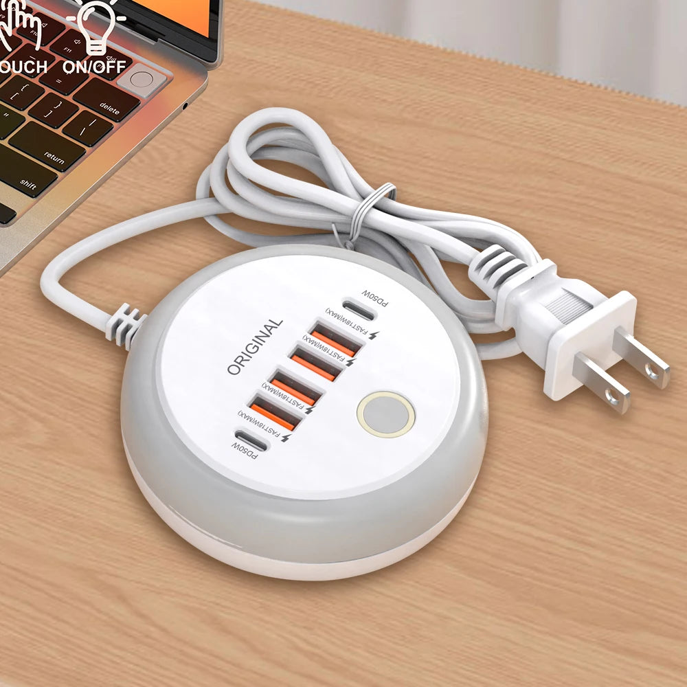 50W 6-Port USB PD Charger - Fast Charging Travel Adapter with Quick Charge 3.0 for iPhone, Samsung & Xiaomi