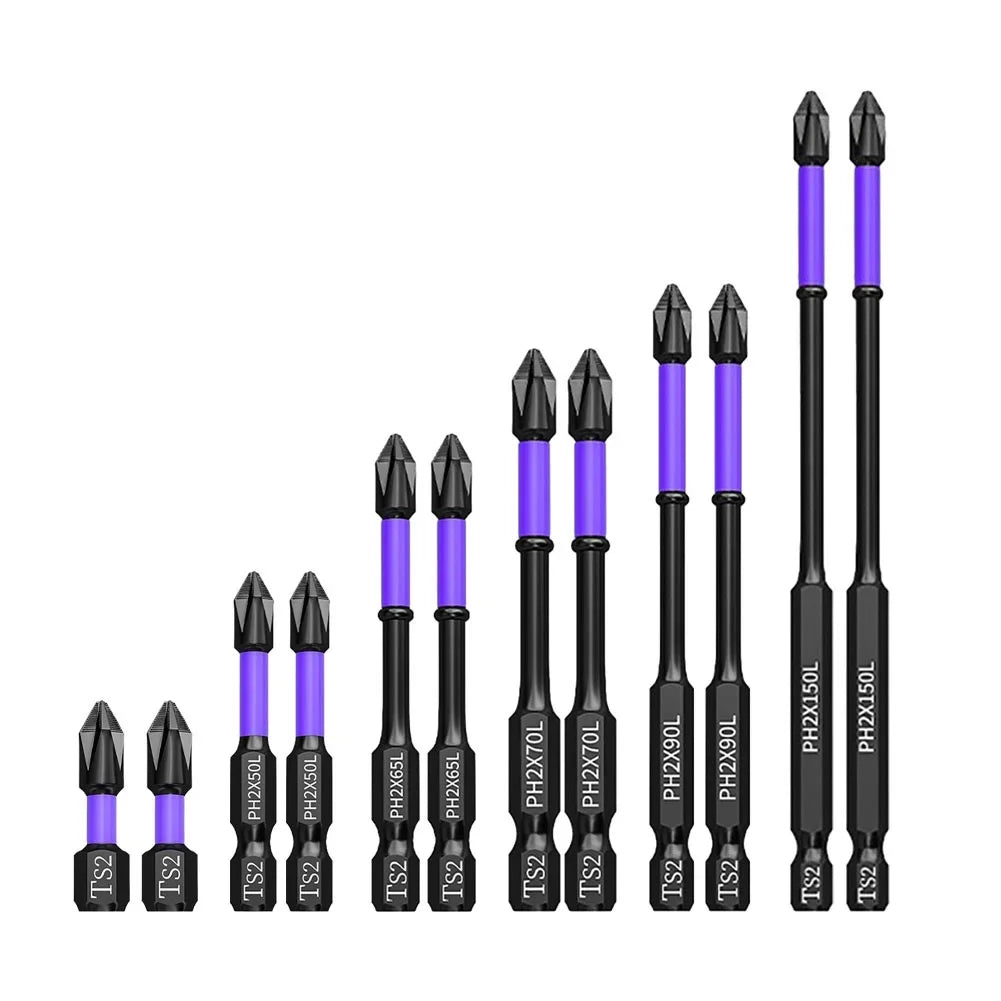 5/12 Pcs Magnetic Screwdriver Bit Set – Non-Slip Shockproof Phillips Impact & Hex Shank Alloy Steel Bits for Power Tools