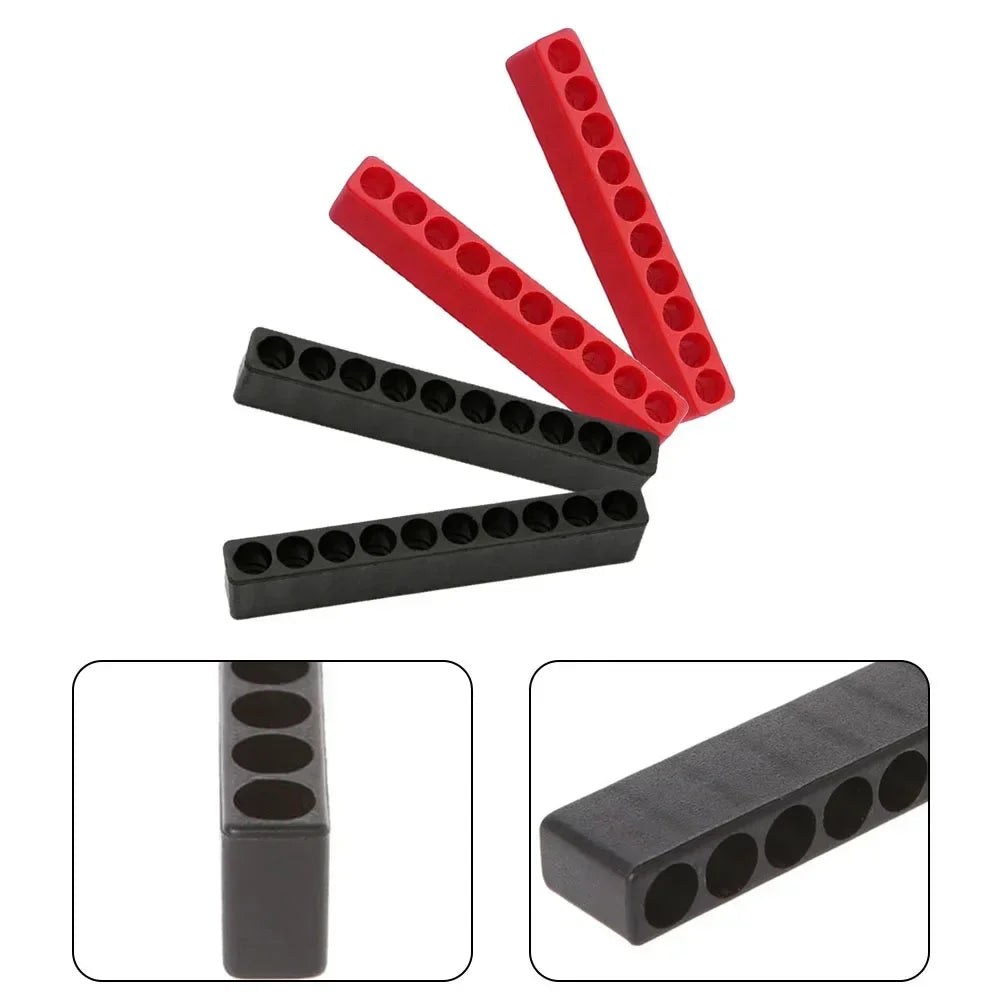 4-Piece 10-Hole Screwdriver Bit Holder Set - Soft Rubber 1/4-Inch Hex Drill Bit Organizer for Power Tools