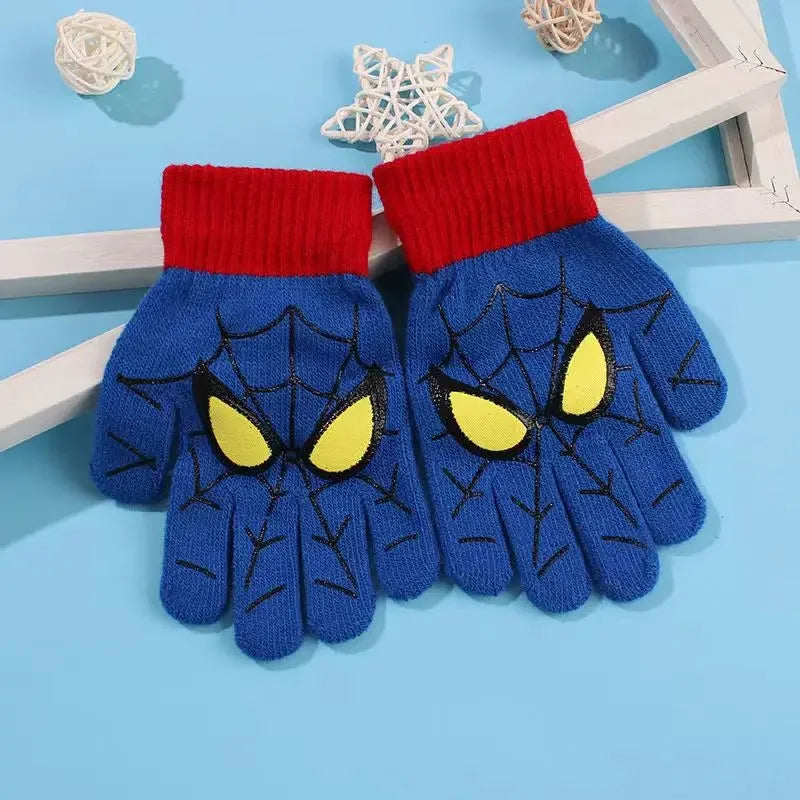 Spider Pattern Winter Gloves - Soft Stretch Knitted Full Finger Gloves for Daily Wear and Christmas Gifts