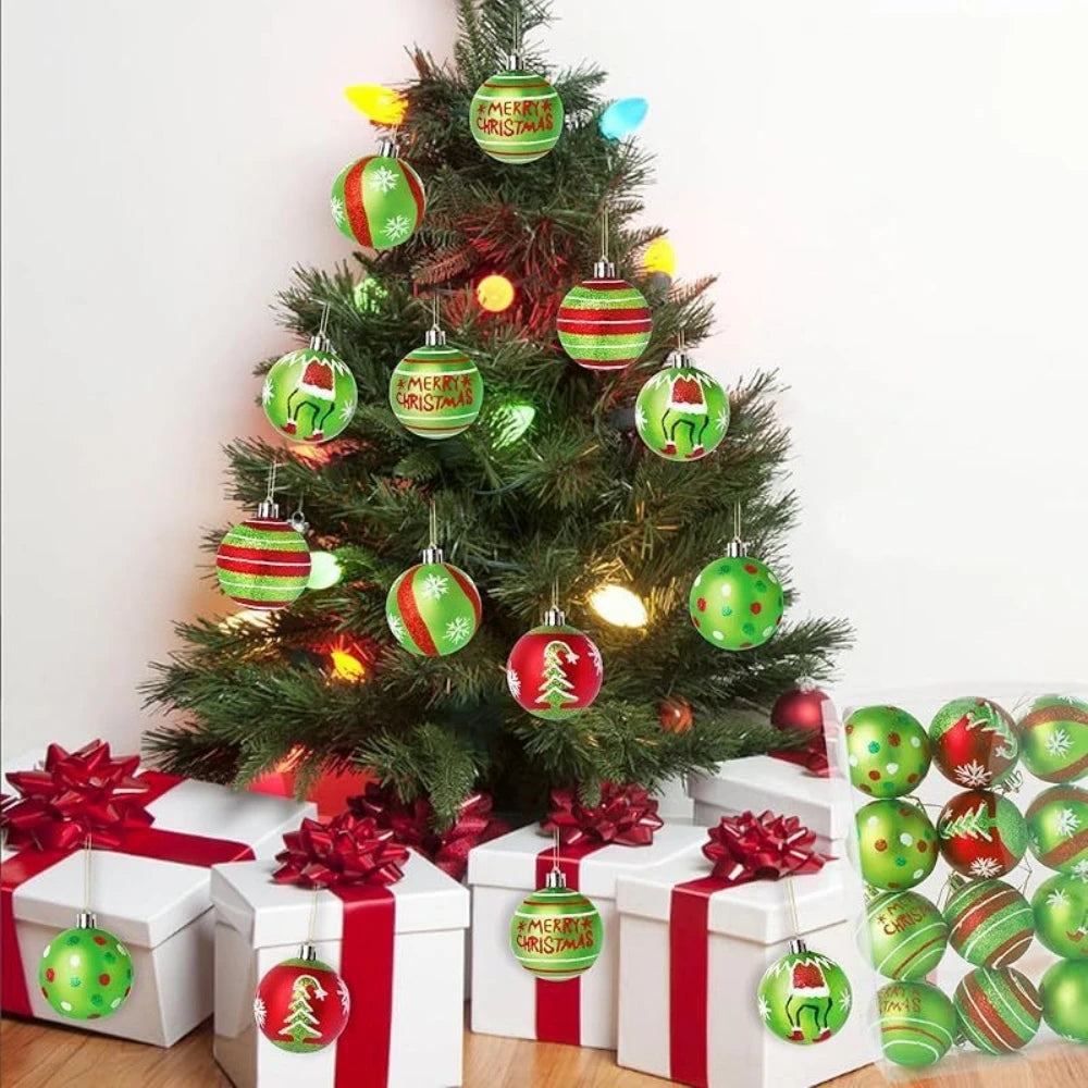 12PCS 6cm Christmas Ball Ornament Set – Festive Decorations for Tree, New Year, Wedding & Spring Festival Party Scenes