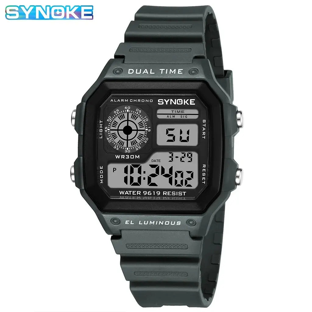 SYNOKE Men's Military Digital Sports Watch – Waterproof Luminous Chronograph Electronic Wristwatch