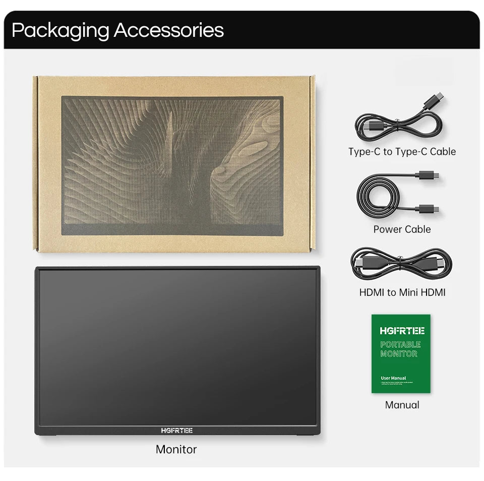 HGFRTEE 14.1in Portable IPS Monitor — 2nd Screen for Laptop, Xbox & Raspberry Pi (Bracket Included)