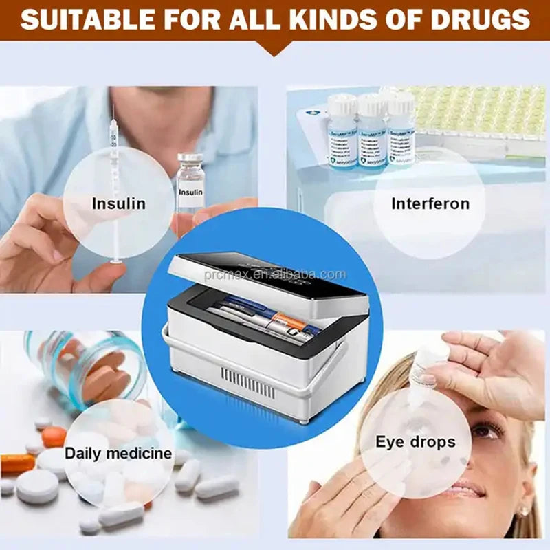 Insulin Medication Refrigerator — Portable Household & Car Travel Cooler with Constant Temperature for Blood Glucose & Insulin Storage