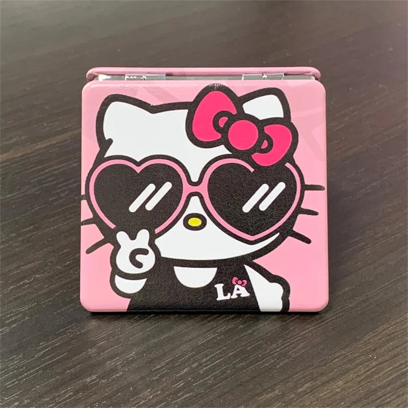 Hello Kitty Portable Small Mirror – Sanrio Folding Double-Sided Makeup Mirror, Cute Gift for Girls