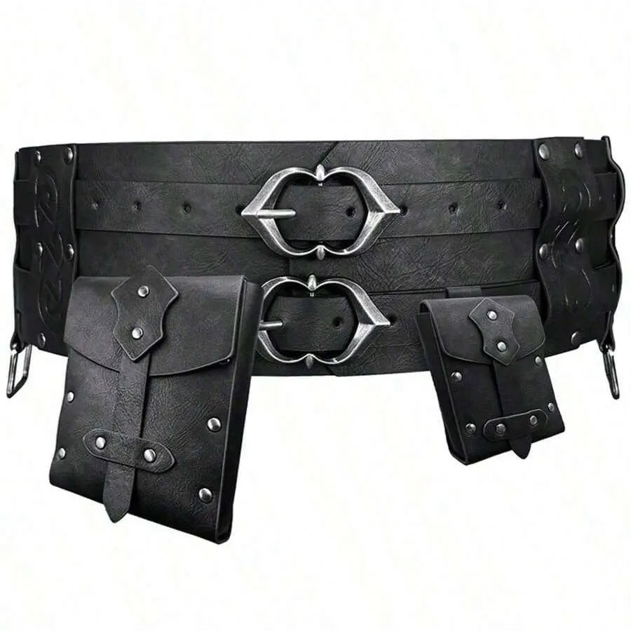 Medieval Belt & Pouch Accessory Set β Renaissance Viking Waist Bag, Wide Vintage Belt for Halloween, 1/2/3pcs