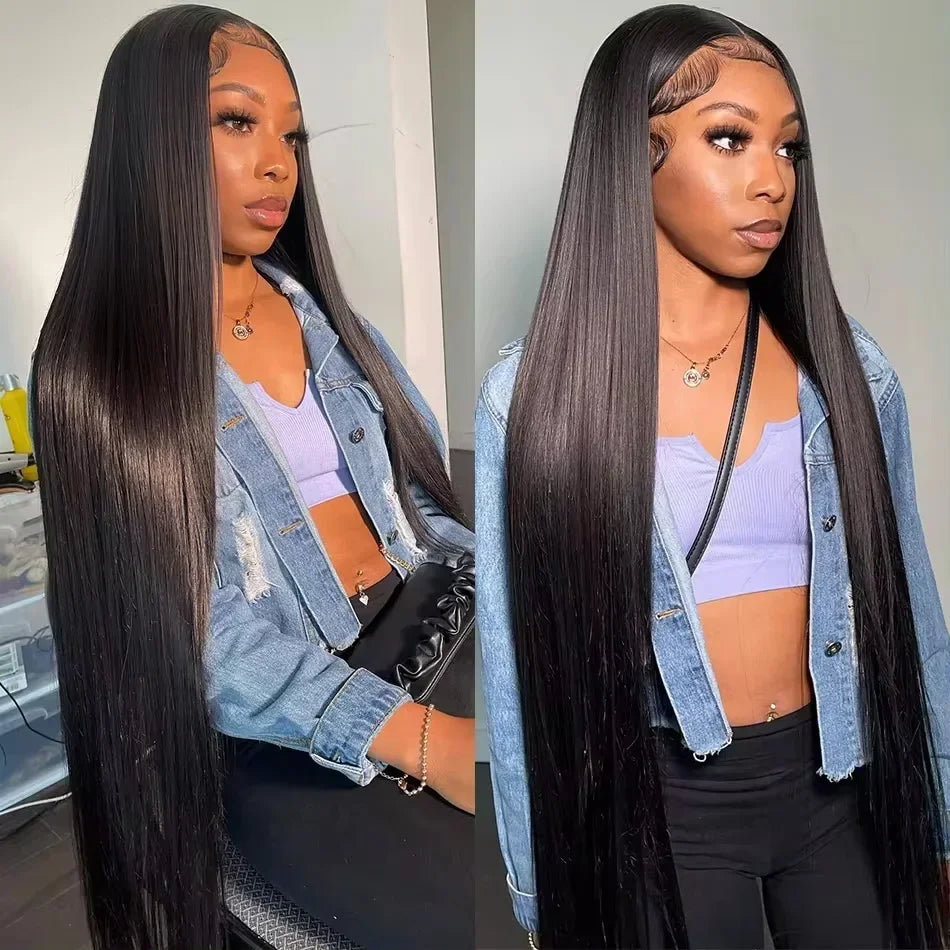 Bone Straight 100% Human Hair Bundles – 30" 40" 50" Brazilian Virgin Hair Extensions, Double Weft, Natural Black