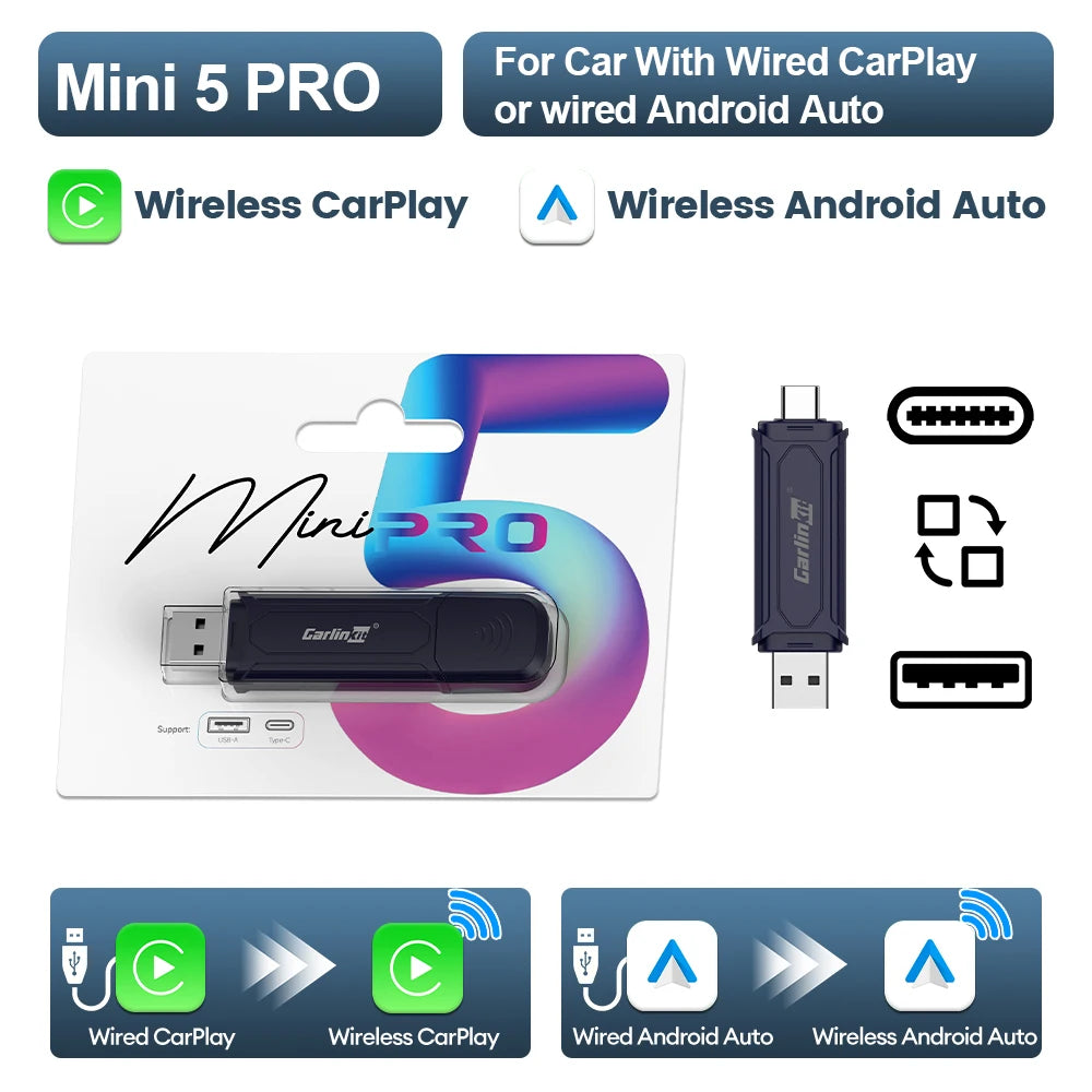 CarlinKit Wireless CarPlay & Android Auto Adapter - OEM Car Upgrade with WiFi & Bluetooth