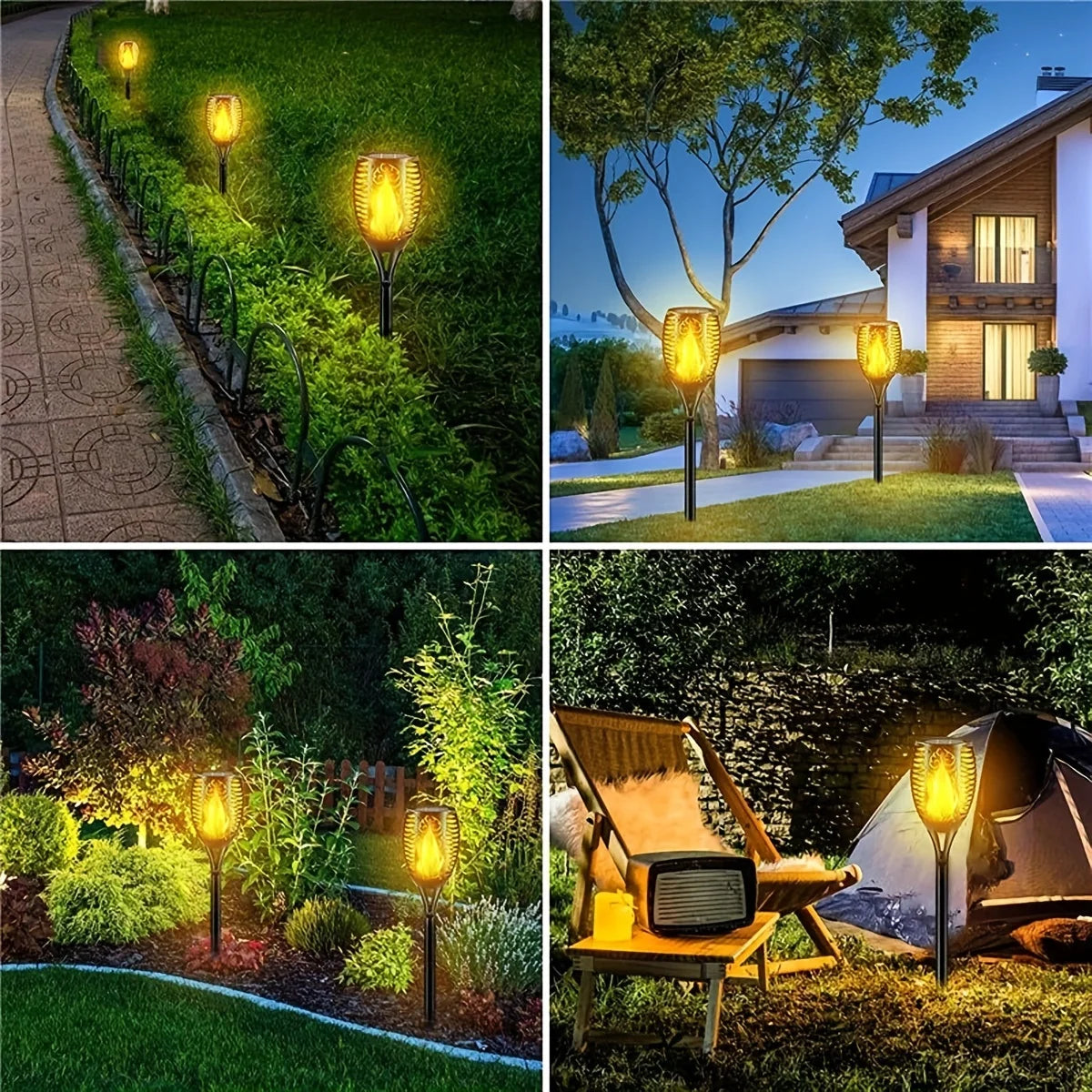12LED Solar Flame Torch Light: Waterproof Outdoor Garden Decoration - Flickering Light for Lawn, Path, Yard, Patio Floor Lamp