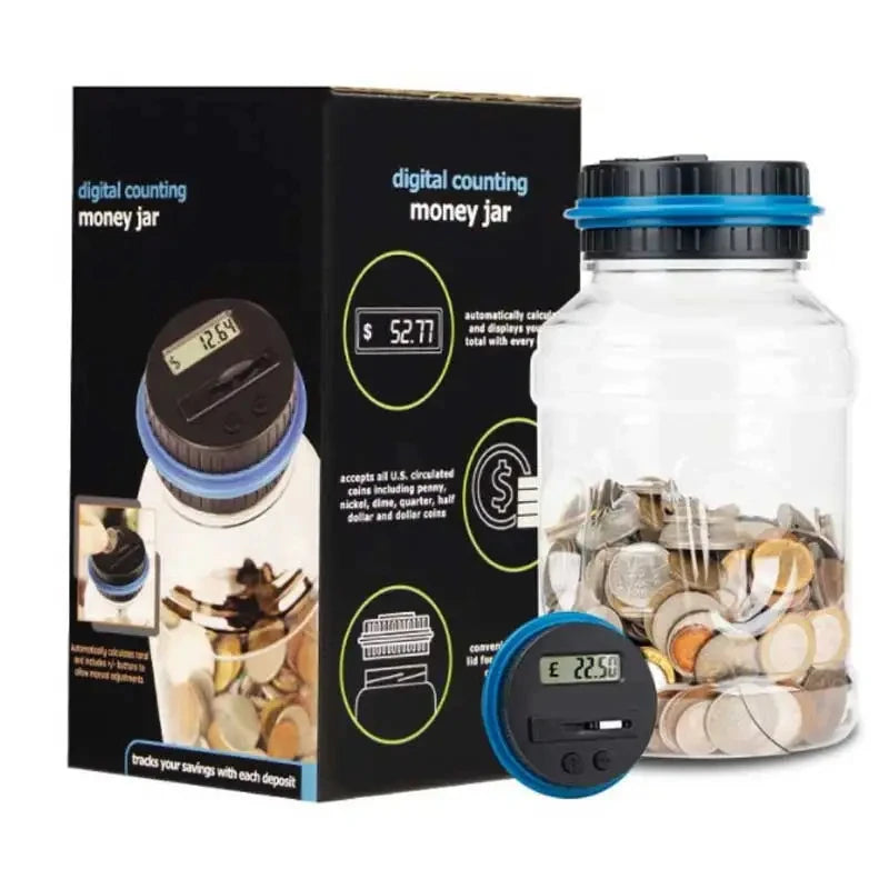 Intelligent Coin Bank with LED Display β Automatic Coin Counter & Storage for Pound, Dollar, Euro
