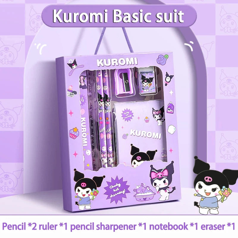 Sanrio Kawaii Stationery Gift Box – 12-Piece School Supplies Set with Kuromi, My Melody & Cinnamoroll for Girls